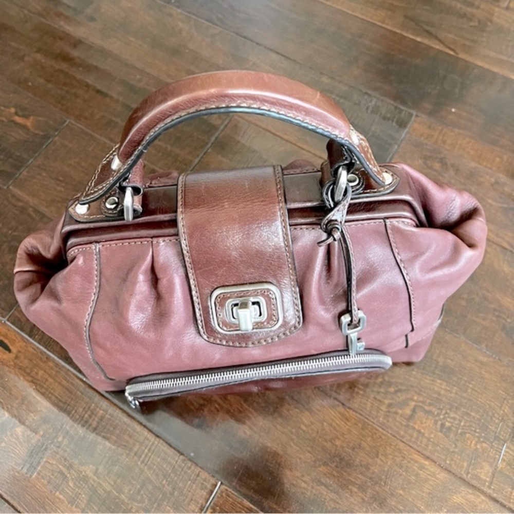 Fossil, Brown-Genuine leather Framed Satchel retro style Doctors Bag. - Picture 5 of 17